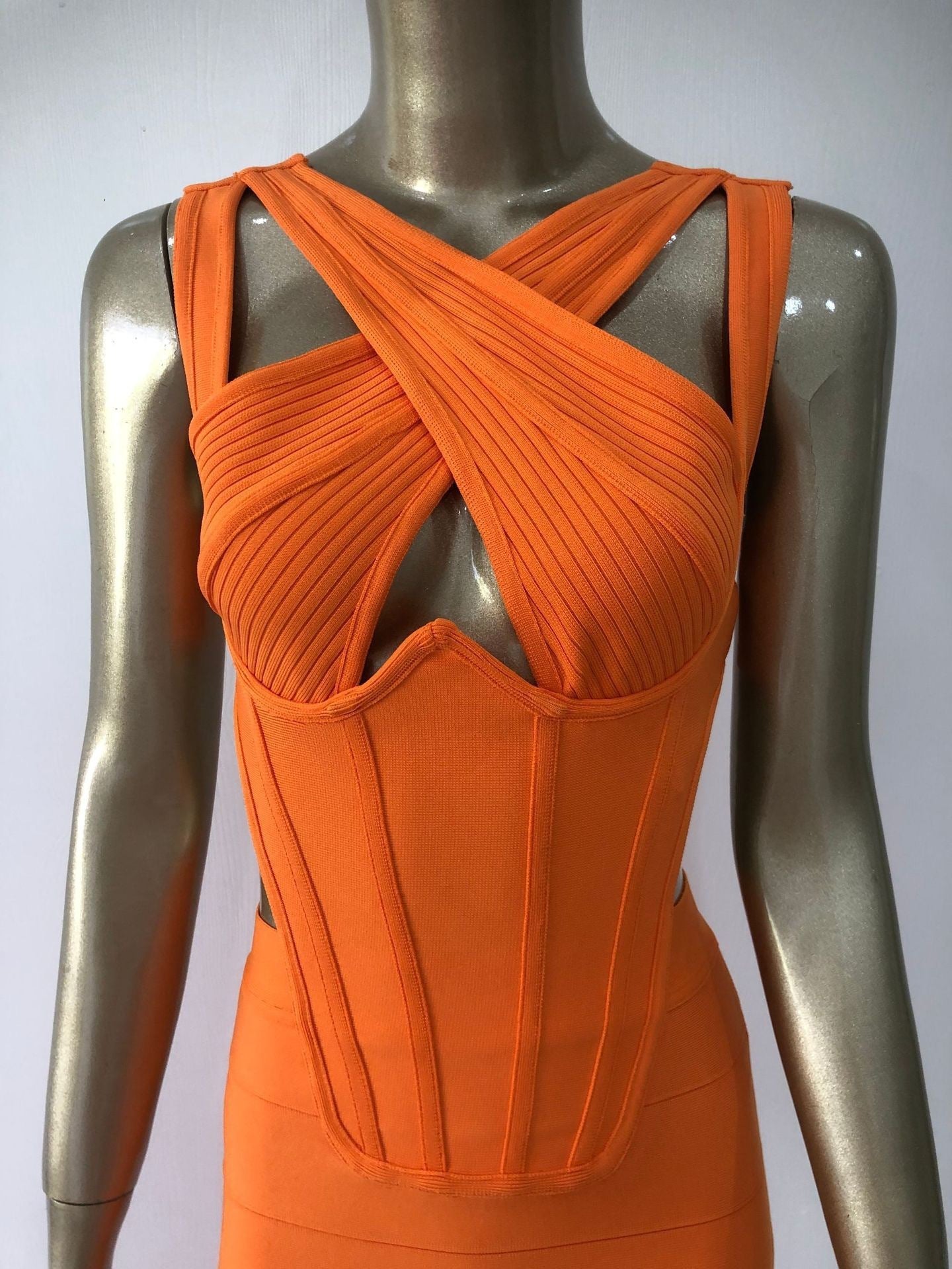 Female Bandage Hollow Out Cinched Waist Slim-fit Dress