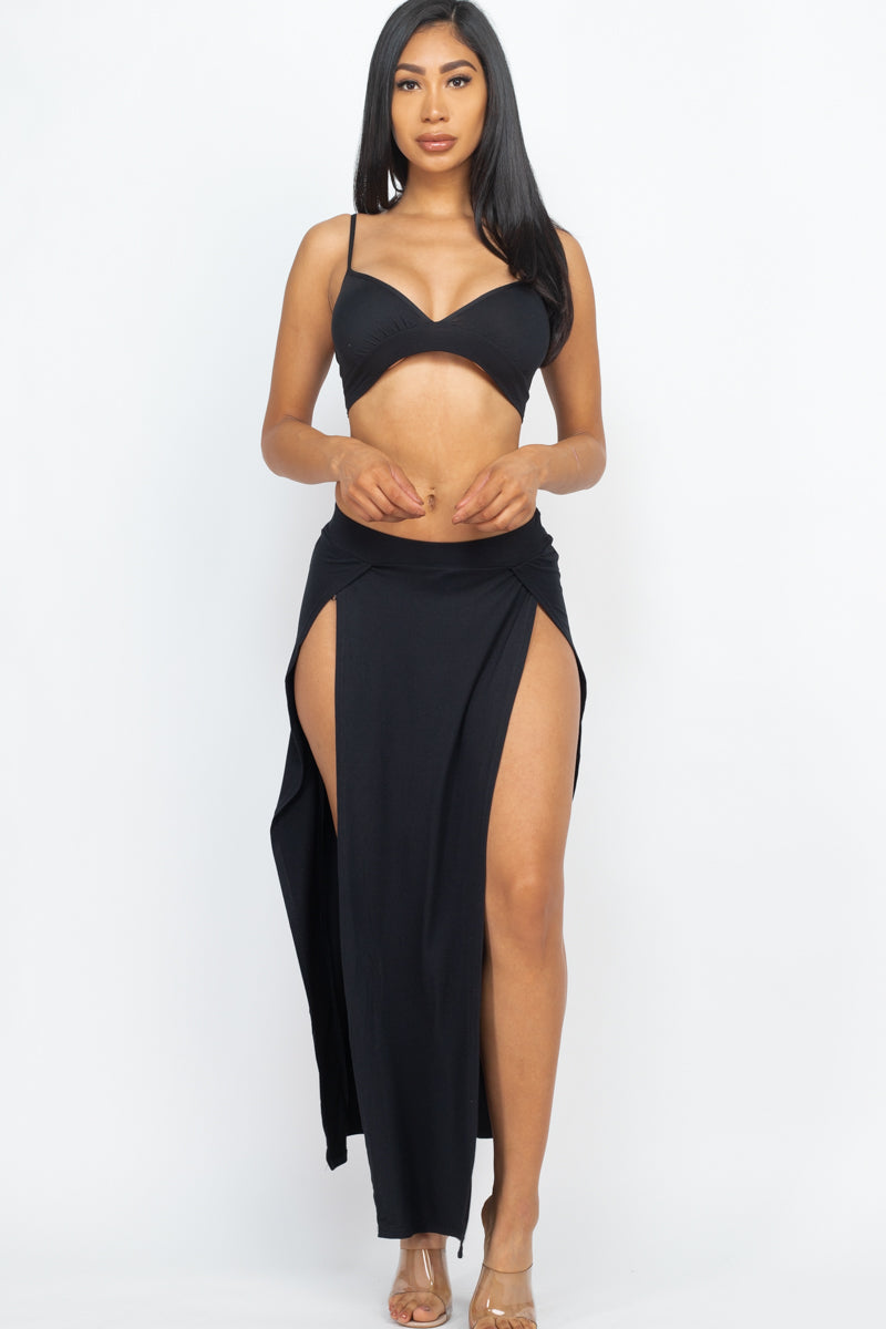 Bra top and side slit maxi skirt (CAPELLA)-5
