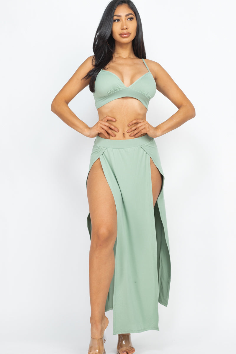 Bra top and side slit maxi skirt (CAPELLA)-7