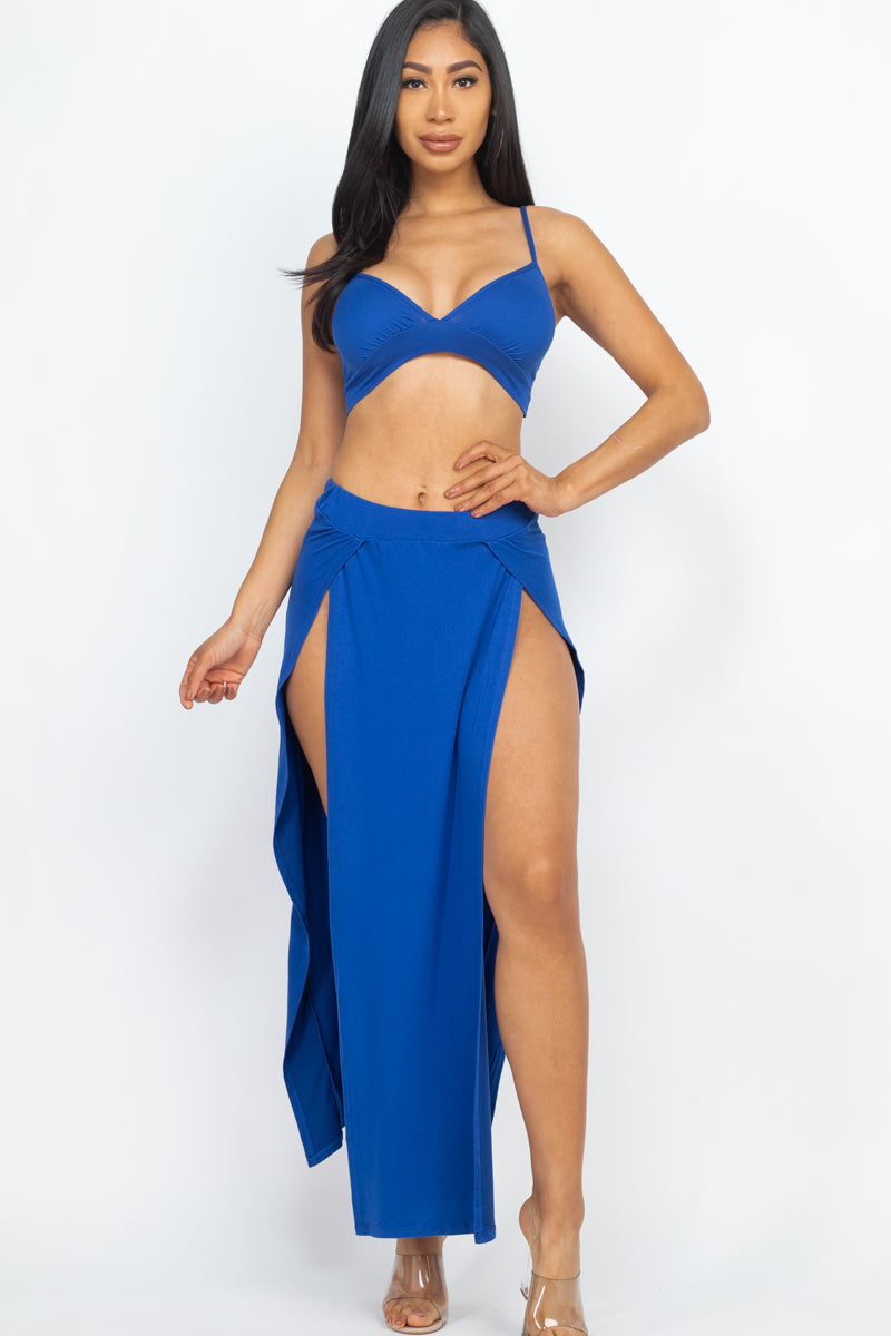 Bra top and side slit maxi skirt (CAPELLA)-0