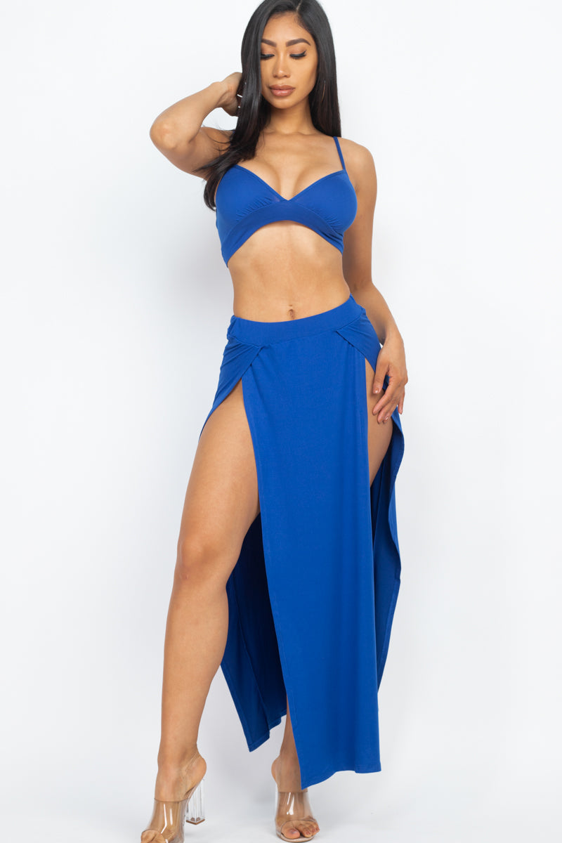 Bra top and side slit maxi skirt (CAPELLA)-4