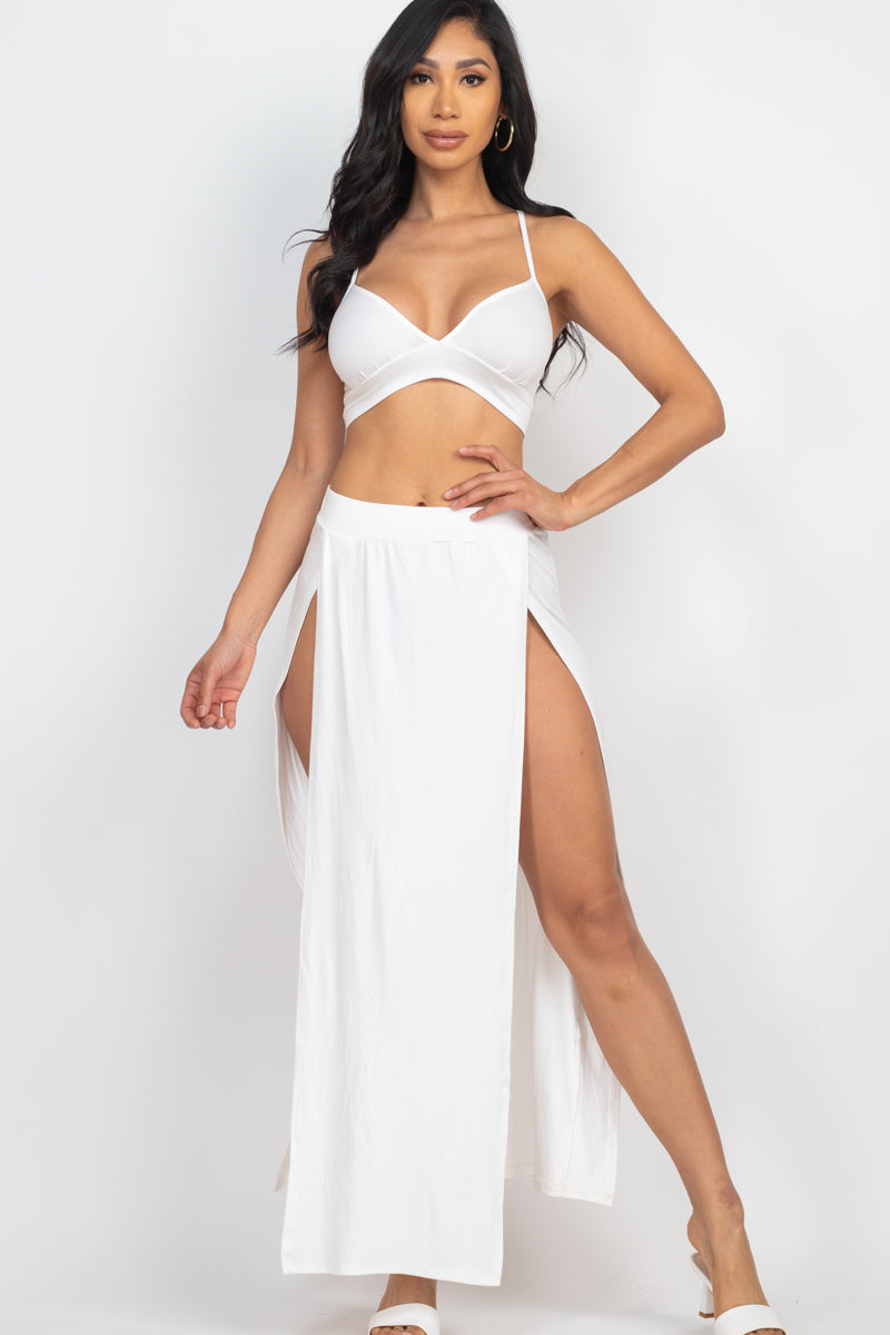 Bra top and side slit maxi skirt (CAPELLA)-8