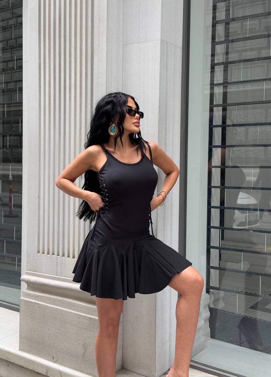 The Sienna Lace-Up Skater Mini Dress – 1208-2